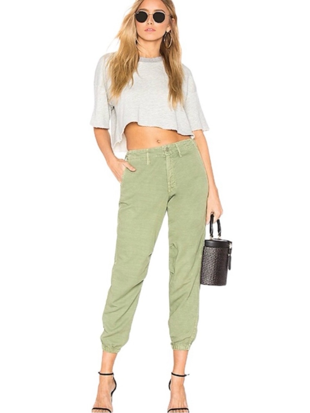 MOTHER The No Zip Misfit Jogger Pant in Girl Boy Etc Fatigue Green 30 Military